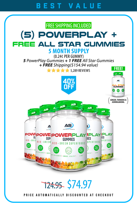 5 PowerPlay Gummies + FREE All Star Gummies (40% OFF)